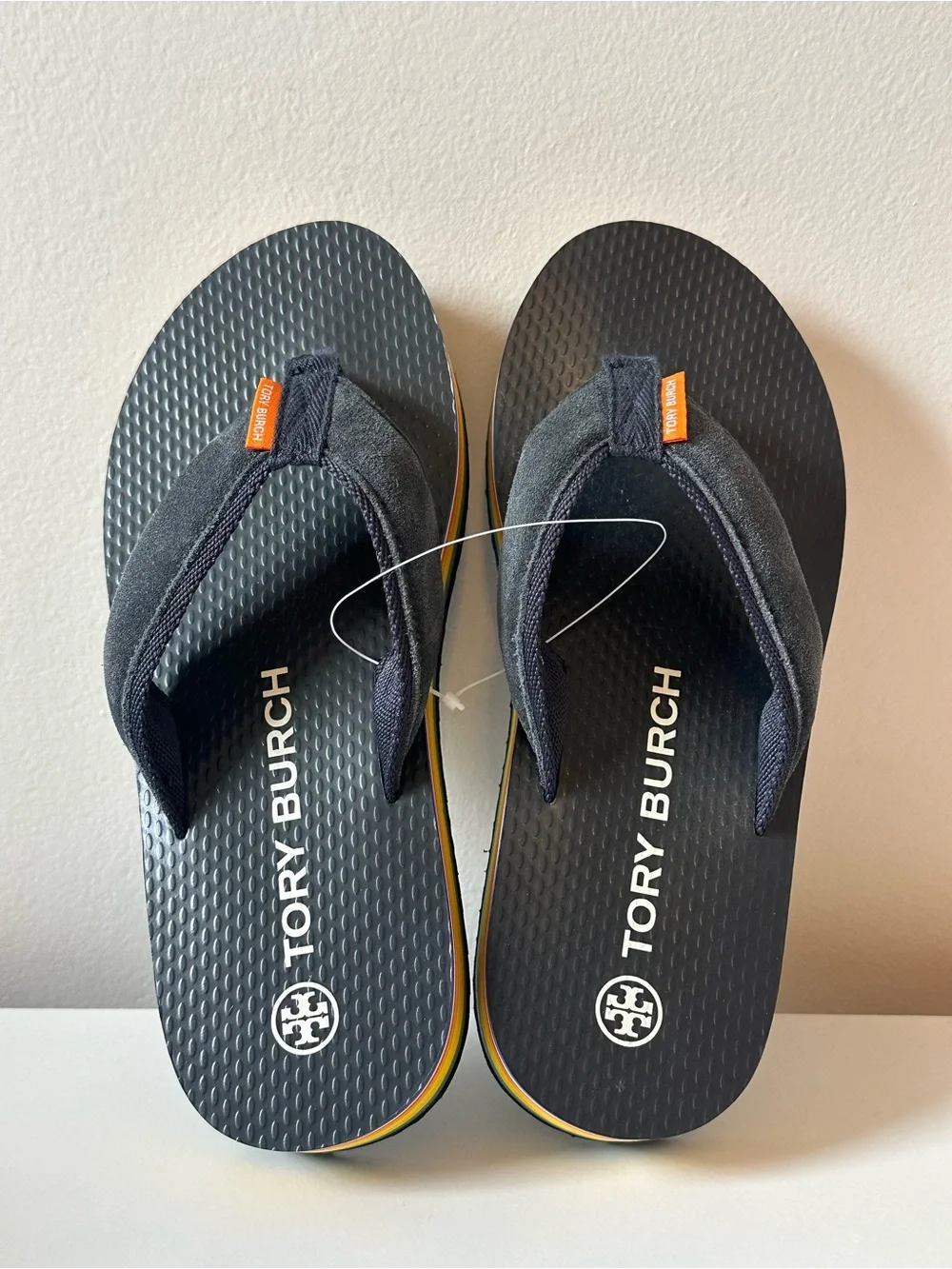 Tory Burch Women’s Flatform Suede Thong Sandals Rainbow Stripe Platform 6M New